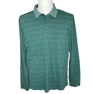 UNTUCKit Miro Regular Fit Long Sleeve Cotton Polo Shirt Green Size Large